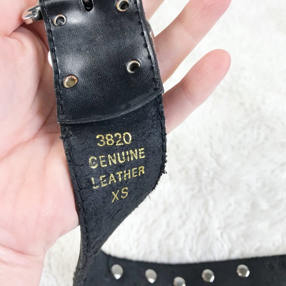 ✦SOLD ✦ Genuine Leather Belt Black Studded Wings Stars - Picture 8 of 9